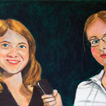 Kate and Hannah, acrylic on board